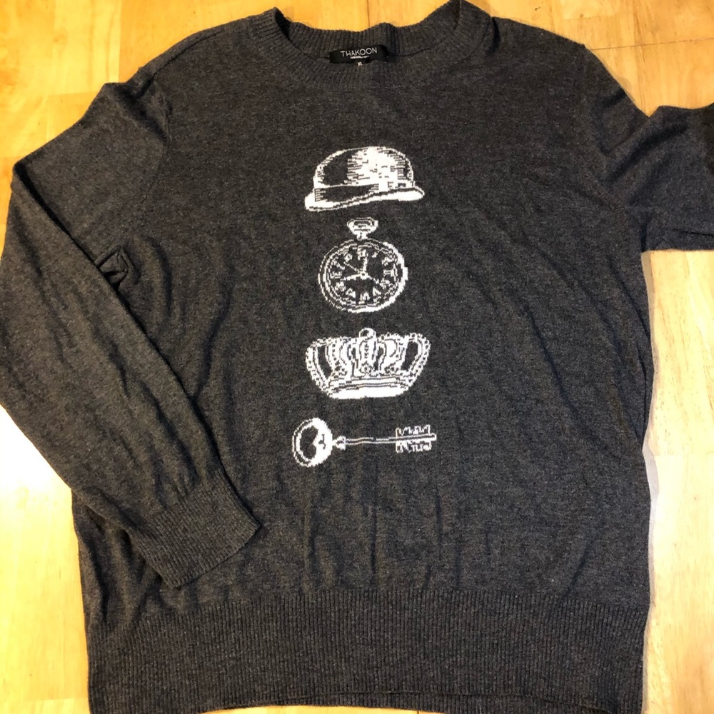 Thakoon grey sweater white design size xl